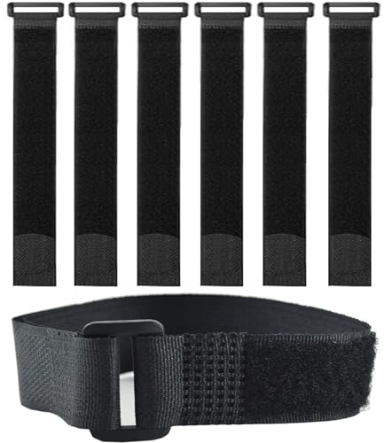 6 Pack (32 x 2 Inch) Reusable Fastening Cable Straps,Adjustable Multi-Purpose Hook and Loop Straps Nylon Cable Ties for Wire Cable Management Home Office Garage Outdoor Organization - size: 32'' x 2'' (Black)