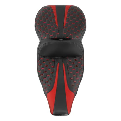 SLMOTO Driver Passenger Seat Motorcycle Cushion Fit For Harley Touring Electra Glide Ultra Classic Standard FLHTC 1997-2007 Black Red - style: Red and Black