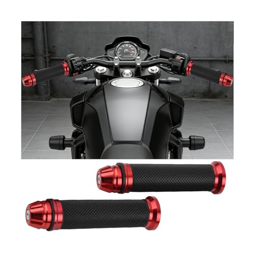 2PCS Motorcycle Handlebar Grips, 7/8" & 1" Aluminium Rubber Motorcycle Handle Grip Covers, Anti-Slip Motorbike Decoration Accessories, Compatible with LC4 Enduro, RC 200, RC 390 (Red) - color: Red