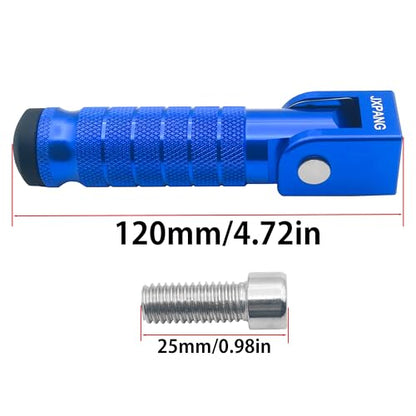 Universal Motorcycle Bicycle Folding Passenger Foot Pegs M8 Rearsets Rear Set Footrests Footpeg Foot Rest Peg Pedals For Bike Install Hole 8mm (Blue) - color: Blue