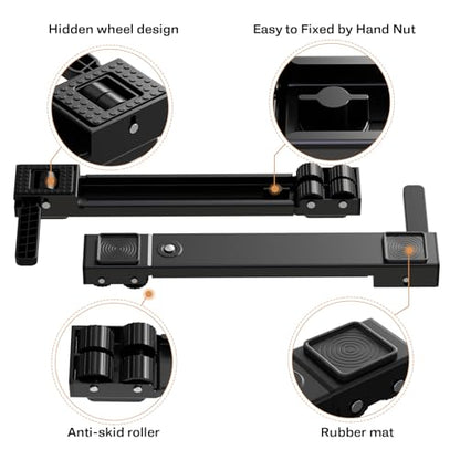 Appliance Rollers Heavy Duty,Newest Extendable Appliance Sliders,Liftable Washing Machine Base,Easily Move Washer and Dryer Machines,Refrigerators,Furniture-Black - color: Black