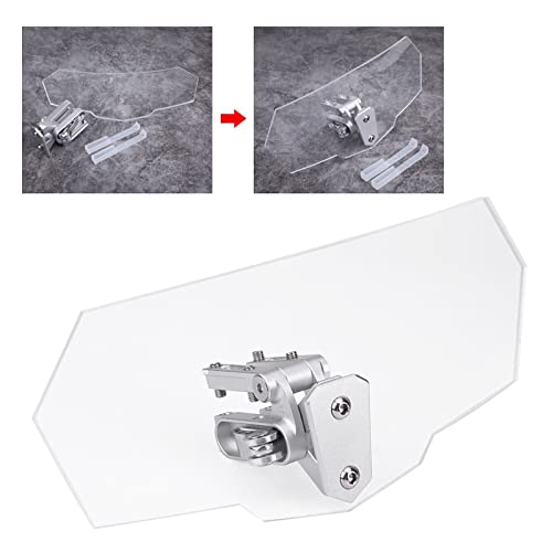 Motorcycle Windshield Extension, Motorbike Wind Deflector Motorcycle Windscreen Adjustable Clip On Windshield Spoiler Wing Windproof Front Flyscreen Fairing Transparent Visor Protector Frame Parts