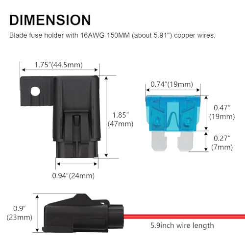 3 Pack Inline Waterproof Fuse Holder, with 10 Amp 15 Amp ATC/ATO Blade Fuses, 16 AWG Pre-Wired Kit Heavy Duty Inline Fuse Holder for Marine Automotive Vehicle (3)