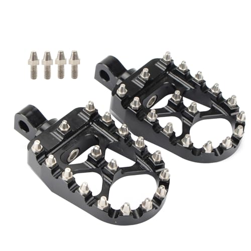 Motorcycle Foot Pegs MX Wide Pegs Floorboards for Dyna Fat Bob Touring Road Glide Road King Street Glide Electra Glide Sportster XL XR 883 Softail Streed Bob Fat Boy Universal (Black Silver) - color: Black Silver
