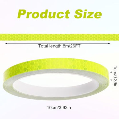 Neon Reflective Tape 0.4In x 26 Feet, Safety Warning Tape High Viscosity Durable Lasting Outdoor Waterproof Neon Reflector Strips for Bicycles Helmets Trailers(Yellow) - color: Yellow