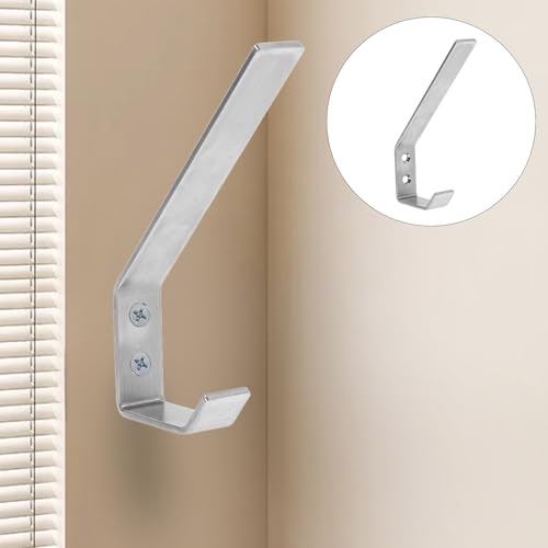 Sosoport Motorcycle Helmet Rack Wall Mount with Stainless Steel Double Hooks, Space-Saving Helmet Hanger for Motorbike Jackets, Easy Installation with Mounting Hardware, Silver Hat Holder
