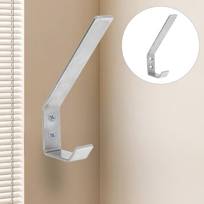 Sosoport Motorcycle Helmet Rack Wall Mount with Stainless Steel Double Hooks, Space-Saving Helmet Hanger for Motorbike Jackets, Easy Installation with Mounting Hardware, Silver Hat Holder