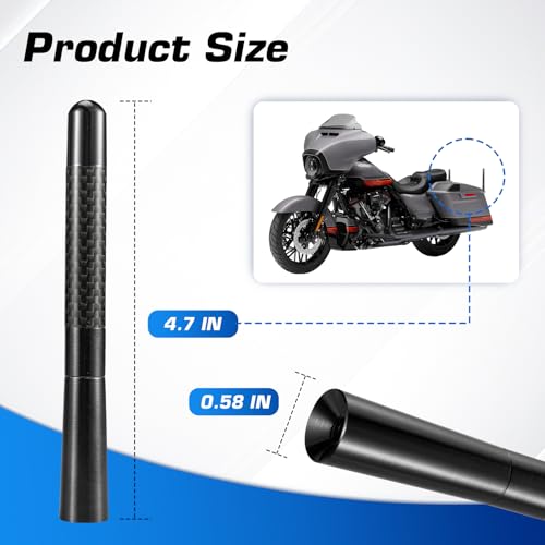 Short Motorcycle Antenna for Harley Davidson 1989-2025 Touring Street Glide/Road Glide/Electra Glide/Ultra Classic | Enhanced AM/FM Signal Reception 2-Pack 4.7 inch - color: 2-Pack