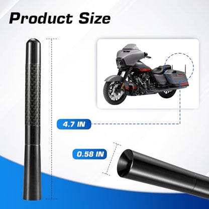 Short Motorcycle Antenna for Harley Davidson 1989-2025 Touring Street Glide/Road Glide/Electra Glide/Ultra Classic | Enhanced AM/FM Signal Reception 2-Pack 4.7 inch - color: 2-Pack