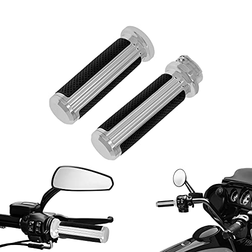 Motorcycle 1" Hand Grips Handlebar Grips Cable Throttle Fit for Harley Touring Street Glide Road King Road Glide Electra Glide Dyna Softail - color: #3 Chrome