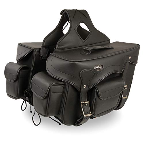 Milwaukee Performance Double Strap Black Pvc Throw Over Motorcycle Saddlebags (Plain)