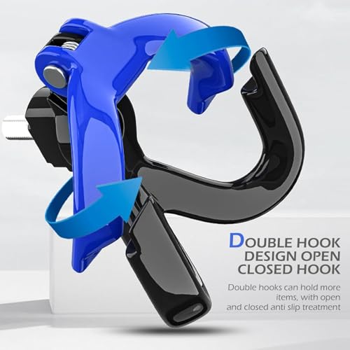 1 PC Motorcycle Hanger Hook, Motorcycle Helmet Handlebar Luggage Bag Holder, Scooter Hanger Accessory with Double Claw Hook, Universal for Most Moped, Electric Vehicles, Bicycles (Blue)