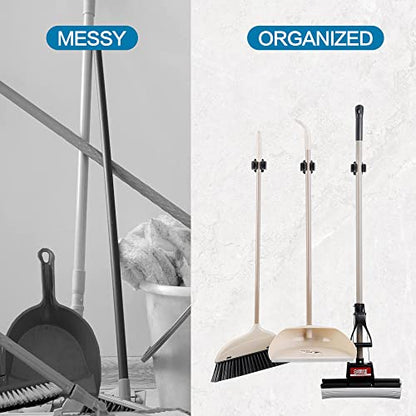 JAMEND CLXP 3PCS Broom and Mop Holder, Heavy Duty Garden Tool Organizer Rack Rake and Shovel Handle, Stainless Steel Mop Hanger. Wall Mounted Utility Rack with Screws, Silver. - color: Silver, size: 3