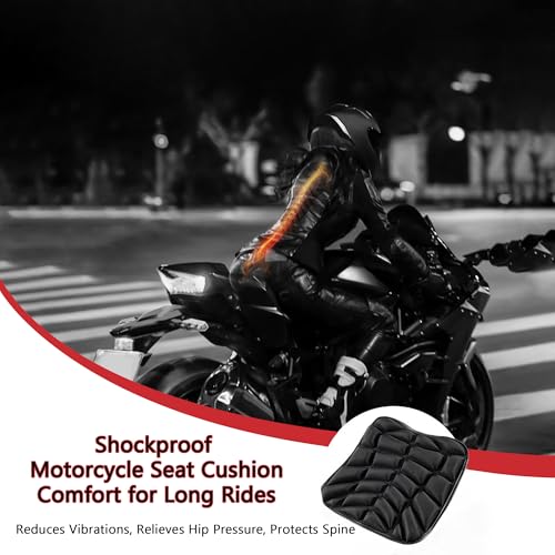 Motorcycle Seat Cushion for Honda Interstate 2010 2011 2012 2013 2014, Breathable Shock Absorption Pad with Non-Slip Particles & Hook, Airflow Grooves for Cooling, Butt Protection