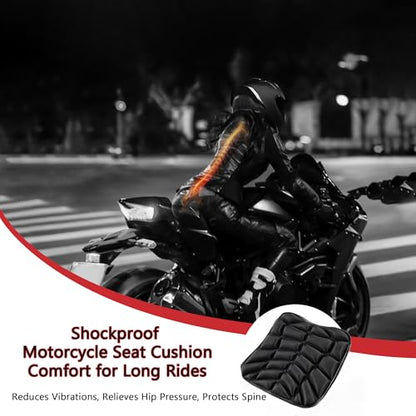 Motorcycle Seat Cushion for Honda Interstate 2010 2011 2012 2013 2014, Breathable Shock Absorption Pad with Non-Slip Particles & Hook, Airflow Grooves for Cooling, Butt Protection