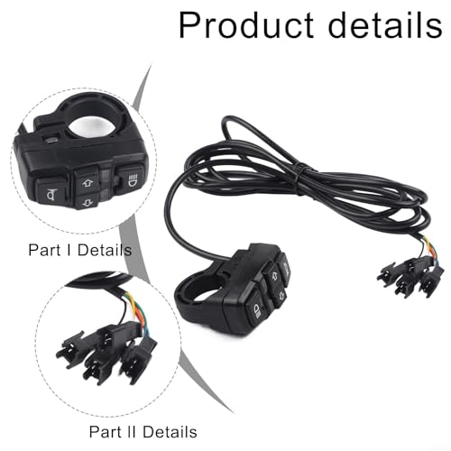Black Waterproof Motorcycle Handlebar Switch For Turn Signals And For HORN Control, ABS On/Off Button For Most Motorcycles