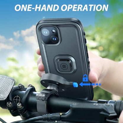 SPORTLINK Bike Phone Holder for iPhone 15 - Motorcycle Phone Mount [Aluminium][360° Rotatable][1s Quick Release][IP68 Waterproof] Bicycle Motorbike Handlebar Cell Phone Holder