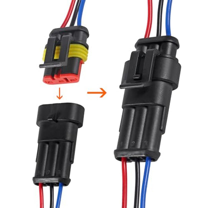 DIANN 6 Sets 3 Pin Connector Waterproof Connector Male and Female Electrical Connector 16 AWG Wire for Car Truck, Boat and Other Wire Connection - size: 3-Pin
