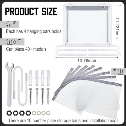 Moxweyeni Race Medal and Bib Display Medal Hanger Running Bib Holder Wall Mounted Hanging Rack Stands Gifts for Runners - color: White, size: 13.78 x 11.22 Inch, style: Classic