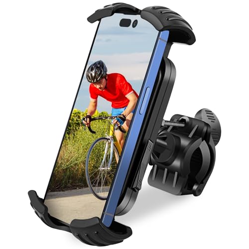 Bike Phone Holder, 360 Degree Rotation Phone Holder for Bike | Four Corners Firmy Clamp Bike Cell Phone Holder, Bike Phone Mount，Accessories for iPhone Smartphone
