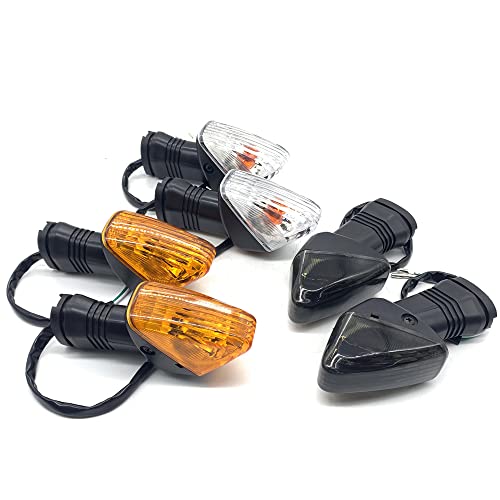 2Pcs Motorcycle Turn Signal Indicator Light Compatible with KAWASAKI ZX6R ZX-6RR KLE500 KLE 650 KLR650 Front/Rear Blinker Lamp (White Shell) - color: White Shell