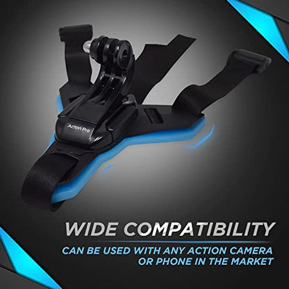 Action Pro™ Motorcycle Helmet Chin Strap Mount Compatible with GoPro Hero 12, 11, 10, 9, 8, 7, (2018), 6, Hero Black, Insta 360, Session, Xiaomi Yi, SJCAM (Blue) - color: Blue 2.0