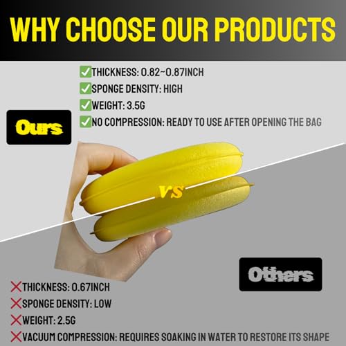 4" Sponge Detailing Applicator Pad, Car Wax Applicator, Yellow, 8 Pack no Compression Buffing & Detail Polishing Foam Pads for Car, Bathroom, Leather Cleaning and Fine Polishing