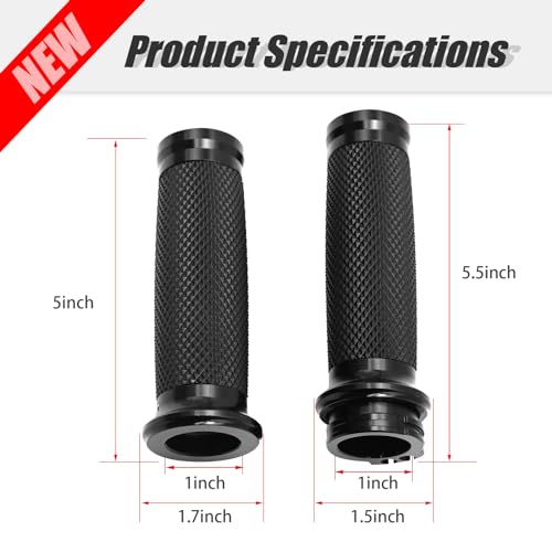 EATAKWARD Universal Motorcycle Hand Grips 1 inch, Black Handlebar Grips Replacement for Harley Honda Yamaha Kawasaki Suzuki Bobber Chopper Cafe Racer BWM Motorcycles