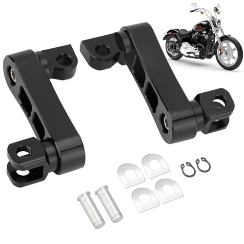 Highway Footpegs Adjustable Passenger Foot Pegs 2 1/4" Extension Brackets FootPeg Conpatible for Harley Dyna Sportster Softail Touring with Support Foot Pegs (Black) - color: Black