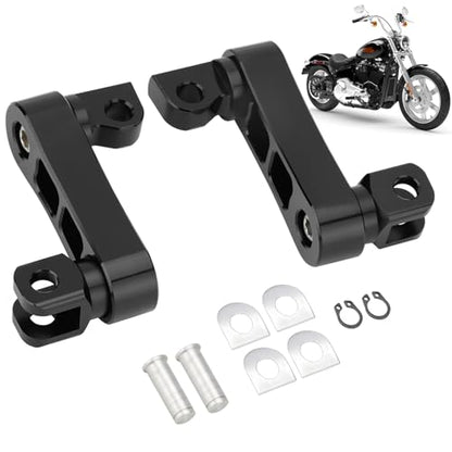 Highway Footpegs Adjustable Passenger Foot Pegs 2 1/4" Extension Brackets FootPeg Conpatible for Harley Dyna Sportster Softail Touring with Support Foot Pegs (Black) - color: Black