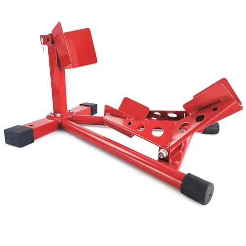 Heavy-Duty Motorcycle Wheel Chock & Front Stand - 1500LB Capacity - Adjustable Tire Holder for 16-21 Inch Wheels - Secure Suspension for Trailers, Garage, Cruiser, Sport & Dirt Bikes - Red, Tire Size - size: 16-21
