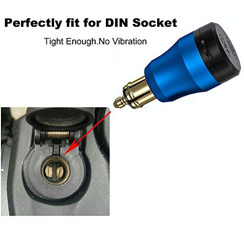 iMESTOU Aluminum 30W Power Delivery DIN Power Plug Charger to USB C and Quick Charge USB 3.0 Motorcycle DIN Adapter Waterproof Fits for Hella 12V-24V DIN Socket/BMW Ducati Triumph - color: blue