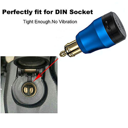 iMESTOU Aluminum 30W Power Delivery DIN Power Plug Charger to USB C and Quick Charge USB 3.0 Motorcycle DIN Adapter Waterproof Fits for Hella 12V-24V DIN Socket/BMW Ducati Triumph - color: blue