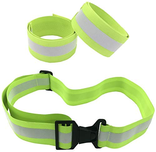 Reflective Belt for Running Army PT Belt Reflective Running Gear - color: Green Belt + 2 Bands