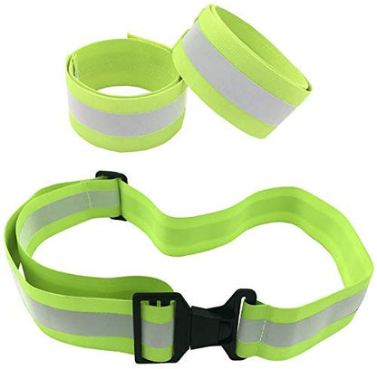Reflective Belt for Running Army PT Belt Reflective Running Gear - color: Green Belt + 2 Bands