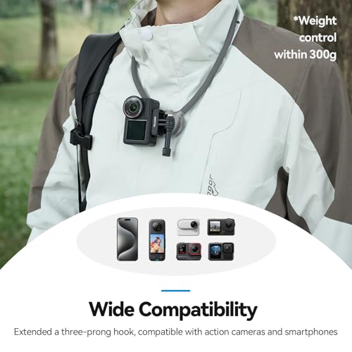 TELESIN Neck Mount SE 2.0 with Air Cushion, Adjustable Chest Strap and Neck Mount for Hands-Free POV Vlogging, for GoPro Hero 13/12/11/10/9, Insta X5/X4/X3/Ace Pro 2, Action 3/4/5 Pro 6, AKASO, etc. - style: Neck Mount Se 2.0 Gray