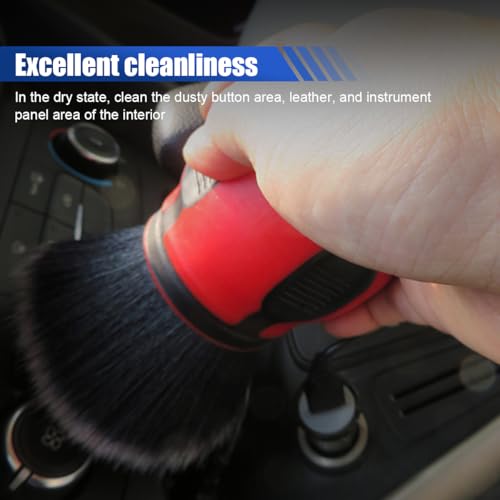 2PCS Car Detailing Brushes, Ultra Soft Bristles Dusting Brushes with Storage Rack, Curveball XL Synthetic Brushes, Covers Large Area Cleaning Tool for Inside or Outside Vehicles (Red) - color: Red