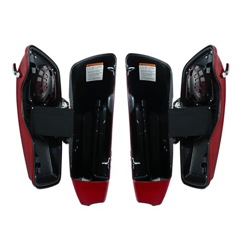 HR3 Starfire Black/Atomic Red 4" Stretched Hard Saddlebags w/Speaker Lids Compatible with 2017 CVO Street Glide FLHXSE (Replace for OEM) - color: Starfire Black / Atomic Red