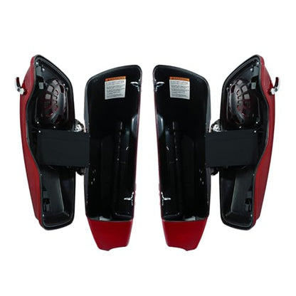 HR3 Starfire Black/Atomic Red 4" Stretched Hard Saddlebags w/Speaker Lids Compatible with 2017 CVO Street Glide FLHXSE (Replace for OEM) - color: Starfire Black / Atomic Red
