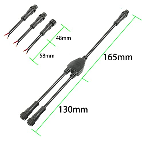 2pin Waterproof Connector,IP68 16WAG Y Shape 1 Male-Divided-2 Female Spillter Connector,LED Extension Cable for Car,Boat,Indoor/Outdoor LED Strip Lights. - size: Y Shape connector