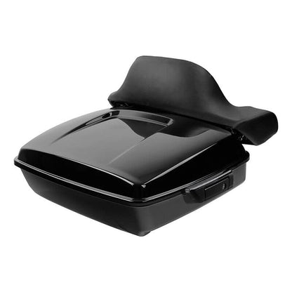 TCMT Chopped Motorcycle Trunk Box Backrest Mounting Rack Fit For Harley Touring 1997-2008 Road King Road Street Electra Glide Pack - color: Set B1 Black Latches#Chrome Rack