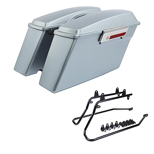 SLMOTO Hard Saddlebag Softail Conversion Brackets For 86-17 Harley-Davidson Softail CVO Convertible FLSTSE3 Deluxe FLSTN ABS Metal Rubber Vivid Black - color: For Silver+Chrome Brackets