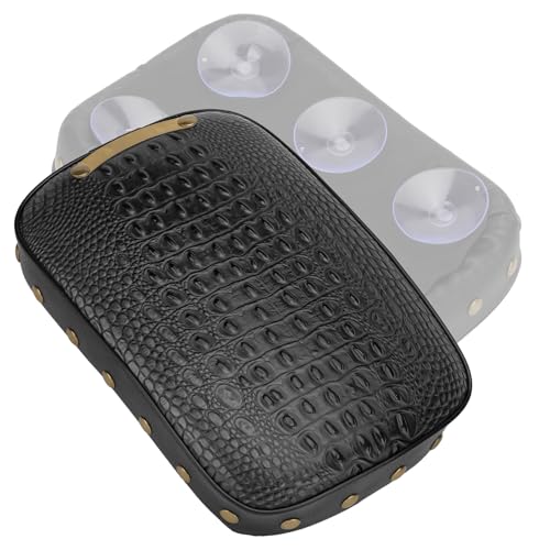 Motorcycle Rectangular Passenger Pad Seat Rear Leather Pillion Cushion 6 Suction Cup Compatible with Harley Dyna Sportster XL 883 1200 Chopper Custom (Black Crocodile Rivet) - style: 6 Suction Cup-Black Crocodile Rivet