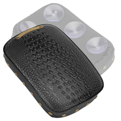 Motorcycle Rectangular Passenger Pad Seat Rear Leather Pillion Cushion 6 Suction Cup Compatible with Harley Dyna Sportster XL 883 1200 Chopper Custom (Black Crocodile Rivet) - style: 6 Suction Cup-Black Crocodile Rivet