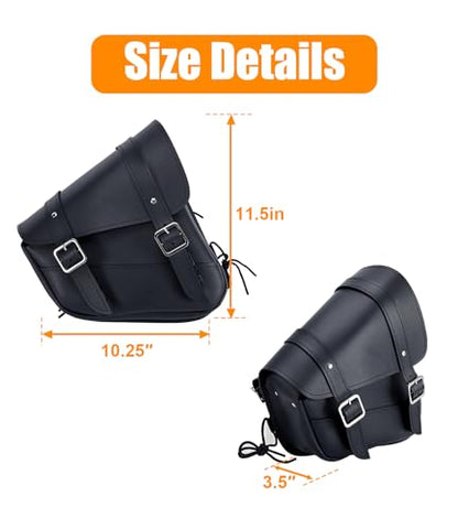 Motorcycle Saddle Bags Leather Motorcycle Solo Swing Arm Bag For Softails Sportsters Choppers Waterproof Side Bags (Black - Right Side, 11.5" x 10.25" x 3.5") - size: Right Side