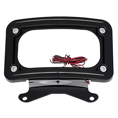 TCT-MOTORPARTS Curved License Plate Frame W/LED Light Fit for Harley Touring Street Glide 2010-2025, FLHX, FLHXS, FLHXST, FLTRX, FLTRXS, and FLTRXST - color: Black