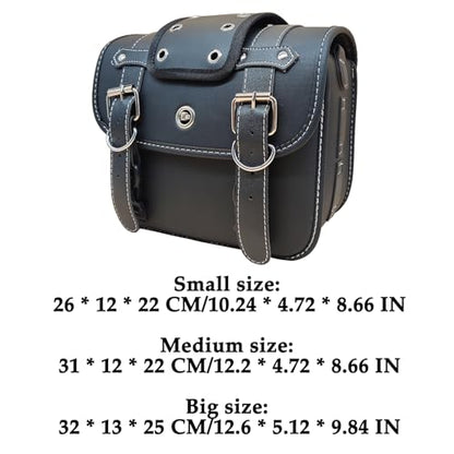 Universal Motorcycle Saddlebags with Lock & Water Bottle Bag | fit Softail, Scooter Powersports & Cruisers, Faux Leather Throw Over Saddle Bags for Commute or Long Trips 12.2"x5.12"x9.84" - size: Large without Bottle Bag