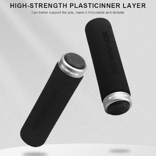Bike Handlebar Grips,Single Lock On Anti-Slip Foam Mountain Bike Grips,Shock-Absorbing Comfortable,for MTB/BMX/Folding Bicycle - color: gray and black