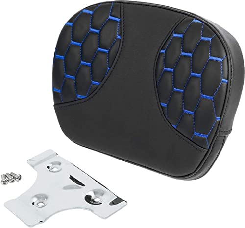 C.C. RIDER Sissy Bar Passenger Backrest Pad For Harley Touring Softail CVO Road Glide Street Glide Road King Electra Glide Softail Street Bob - color: Sissy Bar-Blue Stitching