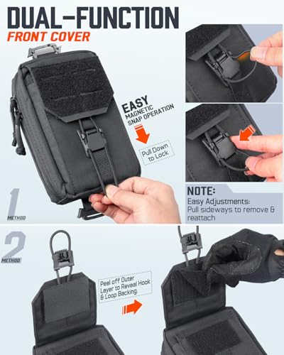 RXW MOLLE Accessories Phone Pouch Tactical Utility EDC Tool Holster Cellphone Holder for Vest & Duty Belt(Fits 4.5"-6.9" Gear) - color: Black